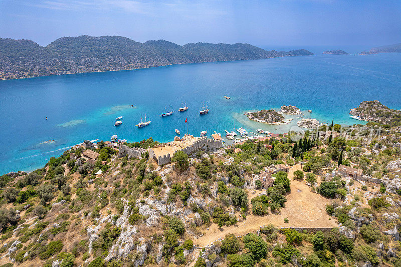 海上交通Kaleköy, Kekova。蓝色的航行。每日船之旅。游艇之旅。